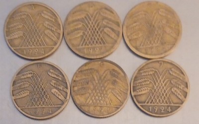 German Weimar Republic Lot Of 6 Coins Complete Set 