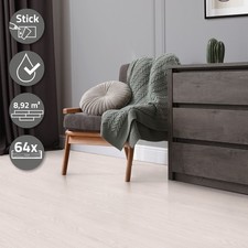 Pavimento in PVC 2 mm autoadesivo in vinile bianco 8,92m² piastrelle 64 listoni