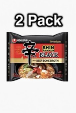 2 Pack NONGSHIM Black Shin Ramen Spicy Noodles Soup with Beef Bone Broth, 130g