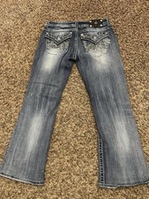 MISS ME Jeans Straight Style JE8007BR Boot Women's Size 30 Bling Flap Pockets
