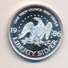 1986 LIBERTY SILVER A-MARK 1 ONE TROY OUNCE 999 SILVER ROUND