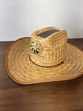 Kool Breeze Solar Powered Mens Built in Fan Straw Hat Sz Lg