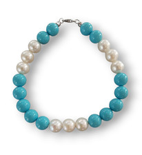 Bracciale KIOTO in sfere pasta turchese e perle naturali bianche oro 18 kt