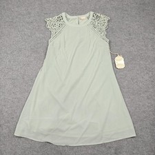 Altar'd State Dress Womens S Green Crochet Cap Sleeve A-Line Chiffon Lined New