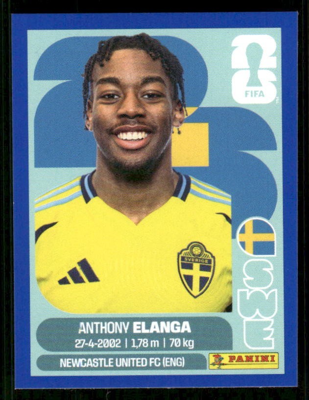 2026 USA Fifa World Cup Panini Sticker Blue Border ANTHONY ELANGA Sweden SWE18