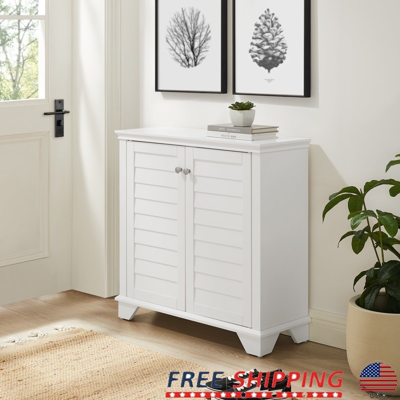 Lydia Freestanding Storage Cabinet with Adjustable Shelves and Louvered Doors