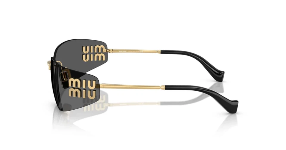 Gafas de sol Miu Miu MU A51S 5AK5S0 unisex rectangulares en dorado con lente gris 100 % UV Foto 3 de 4