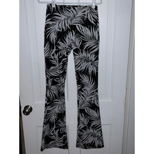 NWT Zara Black White Leaf Print Flare Pants Medium