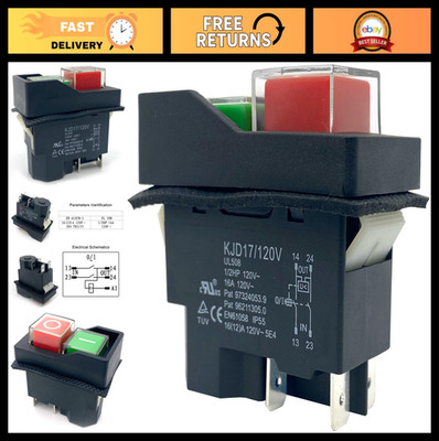 4-Pin 120V Electromagnetic Pushbutton Switch, 16A, Compatible with Kedu for Saws