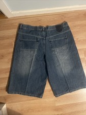 Mecca Y2K Denim Black Baggy Long Shorts Sz 43