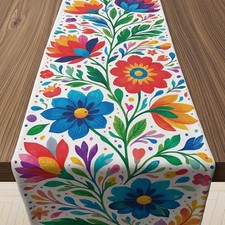 Cinco De Mayo Decorations - Mexican Floral Table Runner for Fiesta Party Deco...