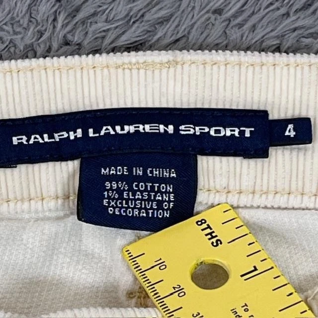 Pantalones deportivos Ralph Lauren para mujer 4 marfil pana elásticos 5 bolsillos ajustados tiro medio Foto 4 de 4