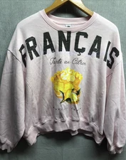 Threads Of Luxx Sweatshirt Size XL Pink Francais Tarte Au Citron Loose Fit