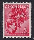 SEYCHELLES 1938-49 KGVI Coco-de-mer Palm 9c Scarlet SG 138 MH/* (CV £18)
