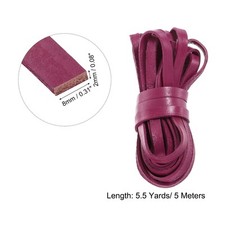 Flat Leather Cord 5.5 Yard 8mm Leather String Strips for DIY Crafts Rose Red