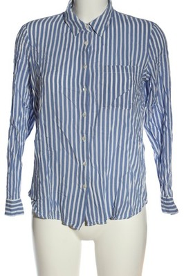 MANGO BASICS Langarmhemd Damen Hemd Gr. DE 40 blau-weiß Business-Look
