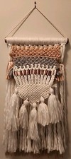 Urban Outfitters Layered Pink, Gray  White Soft Yarn Macrame Wall Art / Hanging