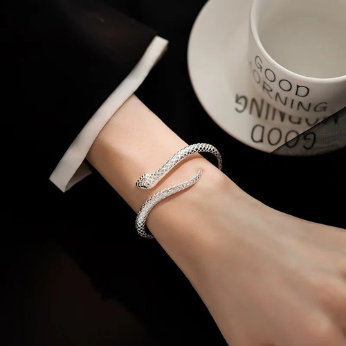 925 Sterling Silver Snake Shape Bracelet for Woman Trendy Pretty Jewellery Gift - Picture 1 of 6