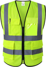 Reflective Safety Vest for Men  Women High Visibility Class 2 Vest with Pockets