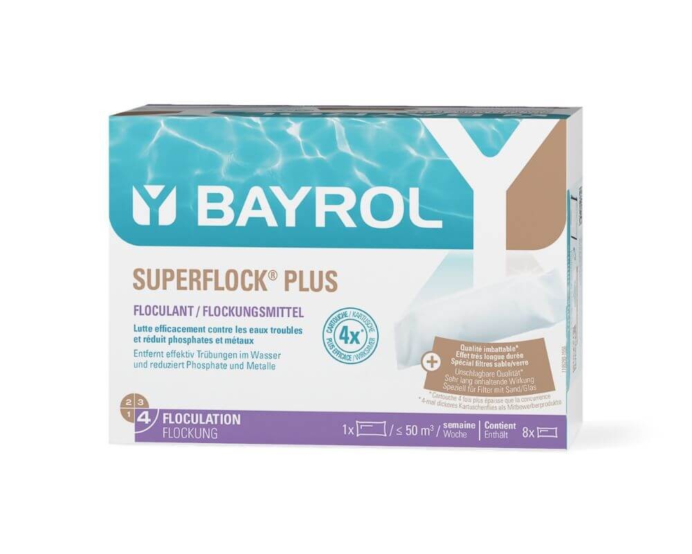 BAYROL Superflock Plus 1 kg cartuchos floculantes floculación piscina piscina
