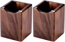 2 Pack Wood Pen Pencil Holder Stand Multi Purpose Natural Wood Pencil Cup Pot