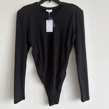 NWT DANIELLE BERNSTEIN Open Back Black Bodysuit Long Sleeve Size M