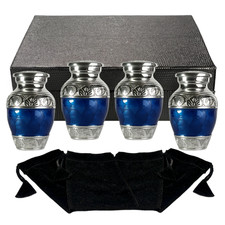 Handcrafted Small Urns for Human Ashes Keepsake Set of 4-Mini Urns Navy Blue 