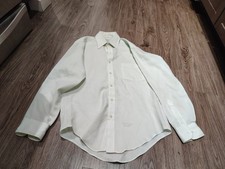 Vintage Sears Perma Prest Button Down Shirt Mens Medium M Light Green Striped
