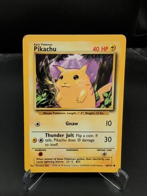 Pikachu Common Pokemon Card Base Set Unlimited English 58/102