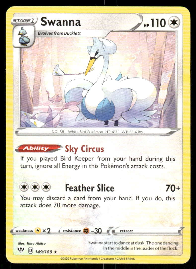 Swanna SWSH03: Darkness Ablaze [149/189] Rare NM Pokemon