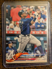 2018 Topps Series 2 Ronald Acuna Jr. Rookie Card RC #698 Atlanta Braves MVP. rookie card picture