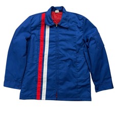 Red Kap Jacket Mens Size M Mechanic Racing Work Talon Zip Quilted Blue VTG 70s