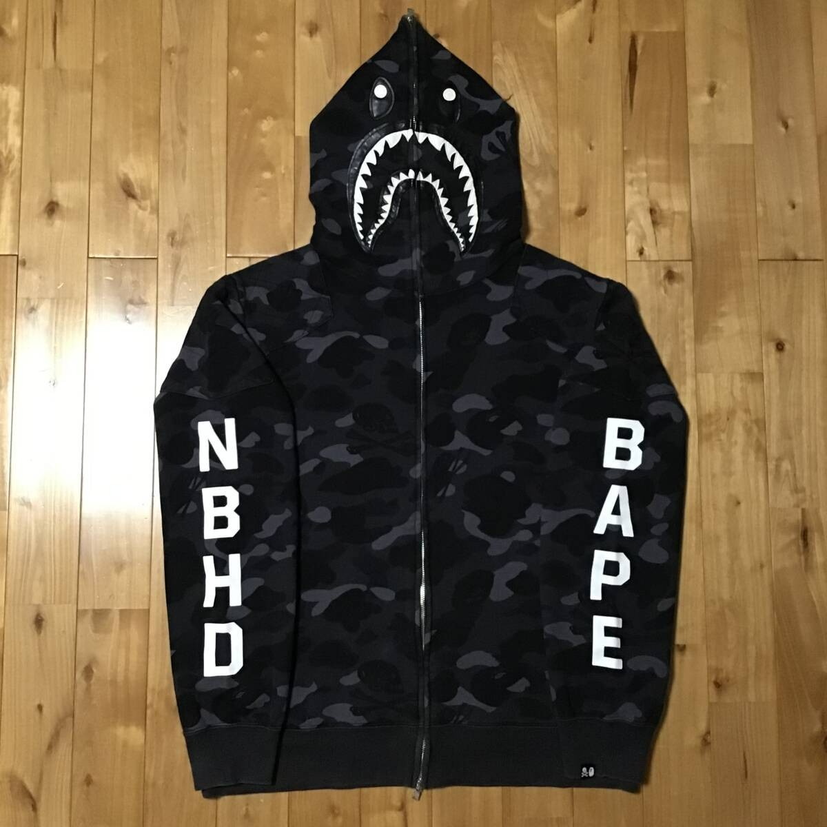 NEIGHBORHOOD × BAPE CAMO Shark FULL ZIP HOODIE Skull A Bathing Ape