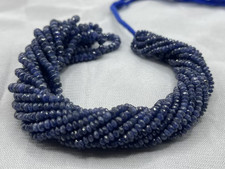 Natural Burma Blue Sapphire Beads 3mm Faceted Rondelle 16" Strand Gemstone Gift