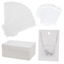100 Pcs Jewelry Display Cards with 100 Pcs Adhesive Pouches and Clear Bags, N...