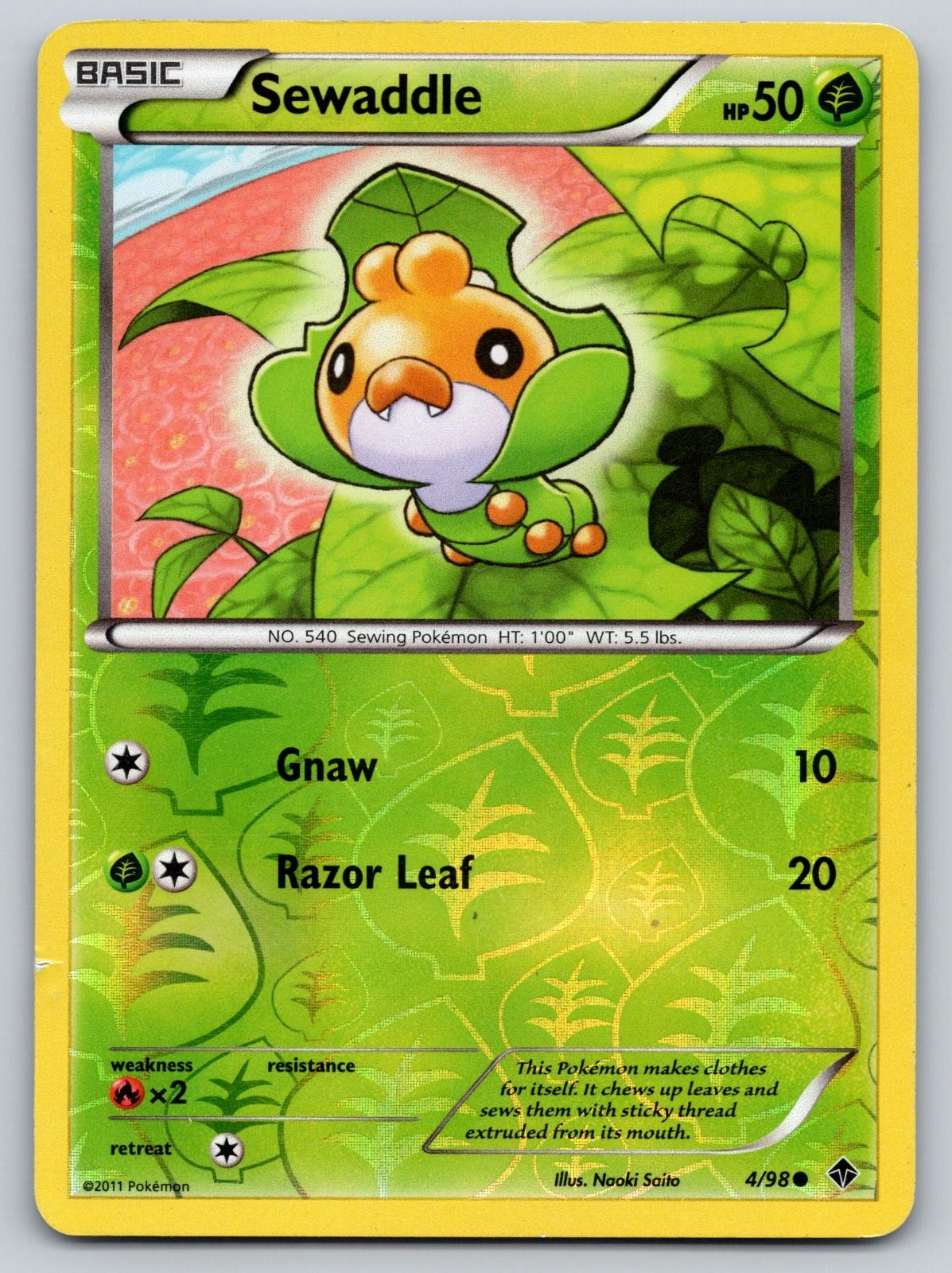 Sewaddle 4/98 Reverse Holo Common Emerging Powers Pokemon Lightly Played