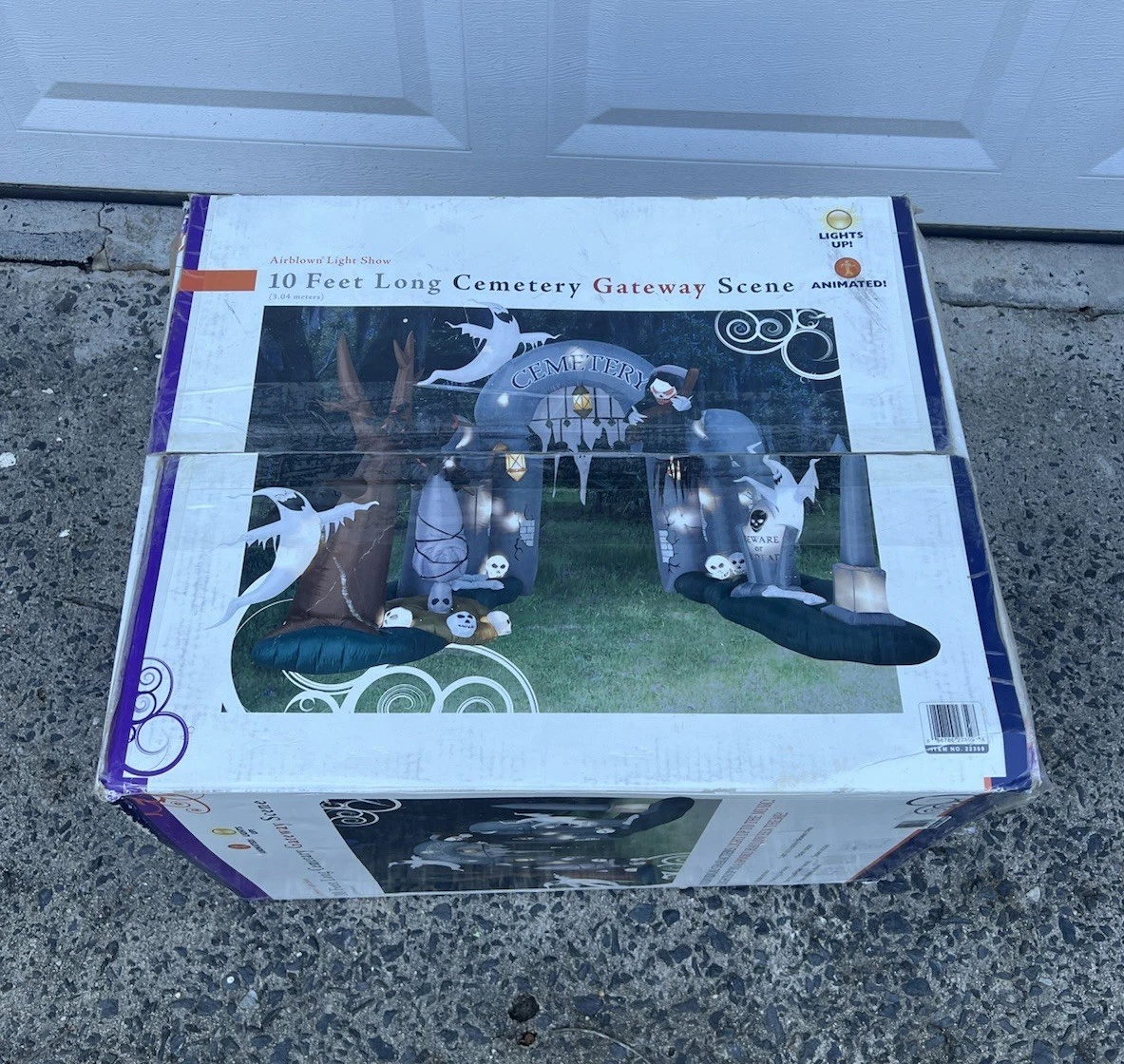 Gemmy Halloween Inflatable 10' Lighted Cemetery Gateway Scene 2008 NEEDS REPAIR