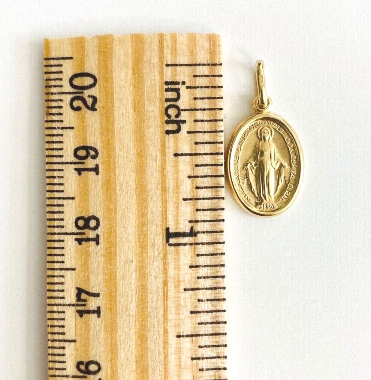 Real 14K Yellow Gold Miraculous Milagrosa Virgin Mary Medal Pendant ...