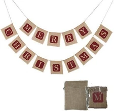 Large Merry Christmas Jute Burlap Banner Christmas Decoration Decor 5.6×6.3