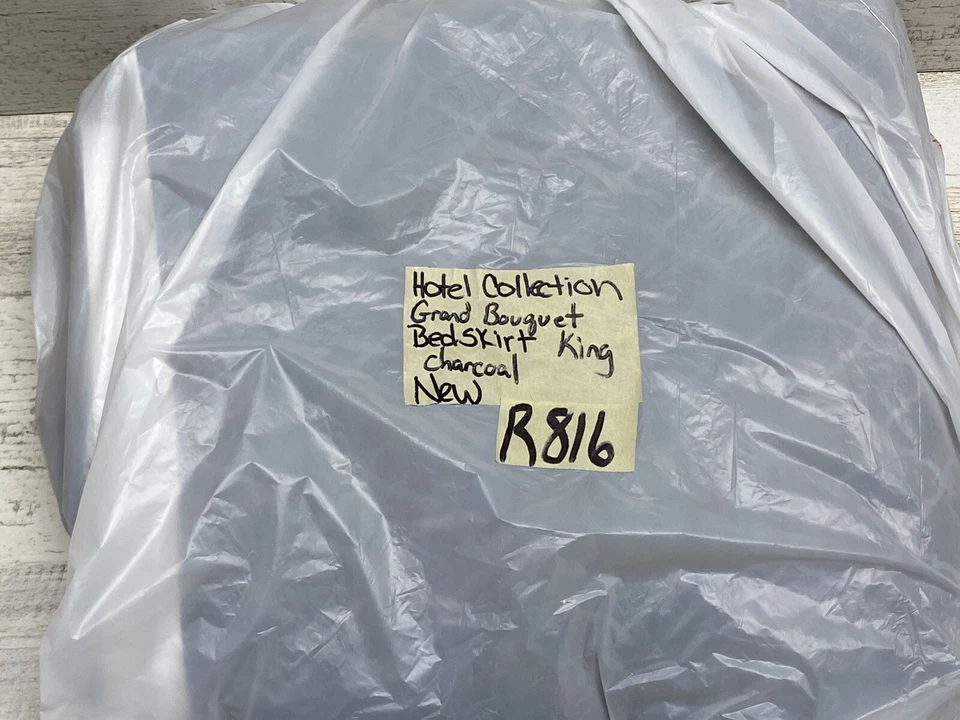 Falda de cama clásica Grand Bouquet King gris carbón Hotel Collection nueva Foto 4 de 4