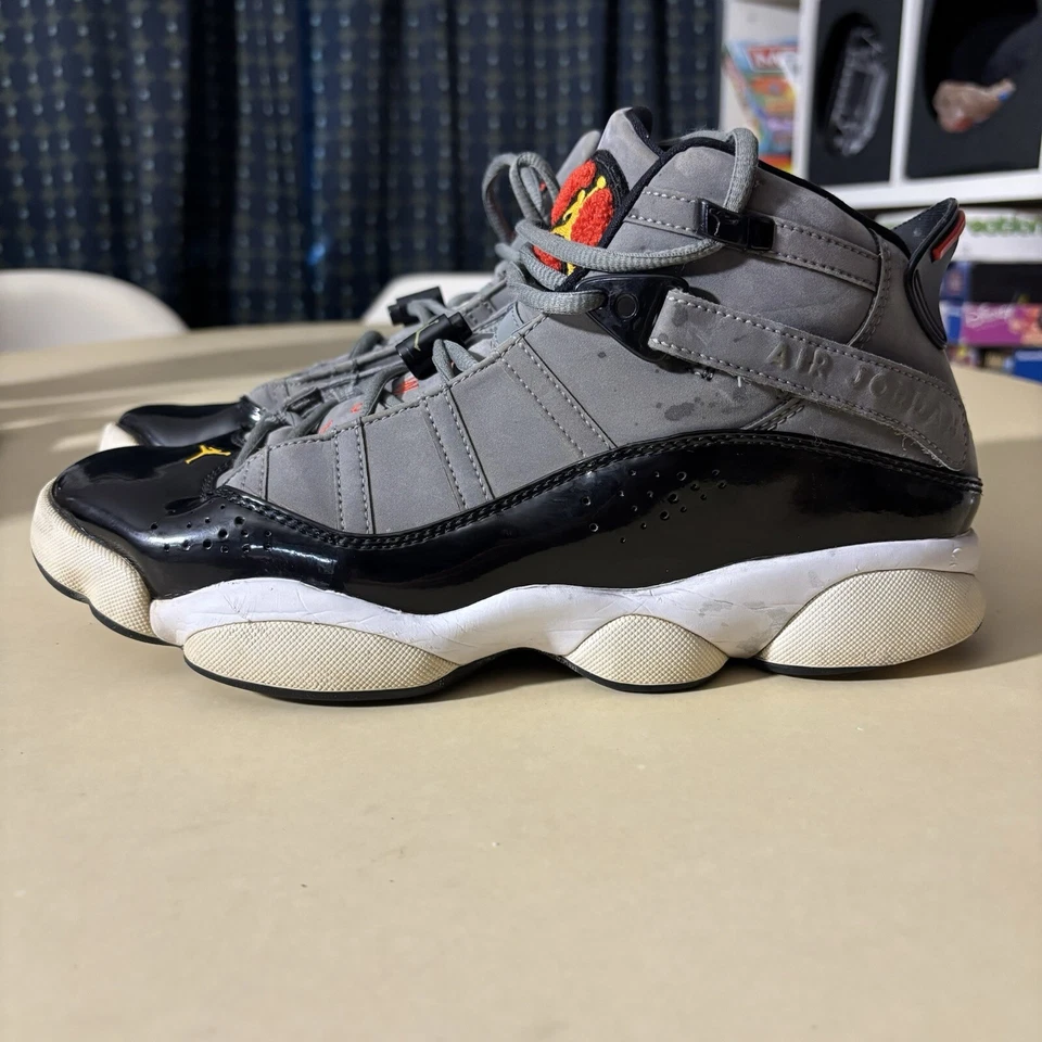 Nike Jordan 6 Rings Men Size 10.5 Sneaker Shoes Smoke Gray Black Red 322992-022 - Image 4 of 4