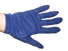 60s Navy Blue Nylon Fashion Gloves Elastic at Wrist Back 60s Fashions Jackie O S