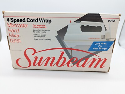 Sunbeam Mixmaster Hand Mixer 4 Speed Vintage 03161 New Unused 1991