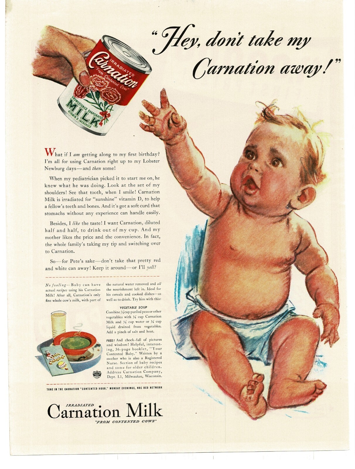 1941 Carnation Canned Milk baby wants it art Vintage Print Ad eBay