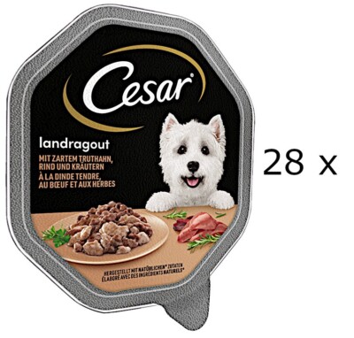   8,80/kg) CESAR Landragout Truthahn, Rind, Kräuter in Sauce 28 x 150g Schale
