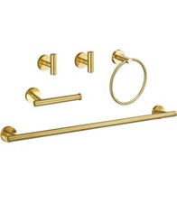 USHOWER Brushed Gold Bathroom Accessories Set, 24-Inch Towel Bar Set Wall...