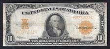 FR. 1173 1922 $10 TEN DOLLARS &ldquo;HILLEGAS&rdquo; GOLD CERTIFICATE NOTE VERY FINE (G)