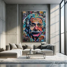 Albert Einstein Art Print Pop Art Painting Canvas Framed Large Hypebeast Decor