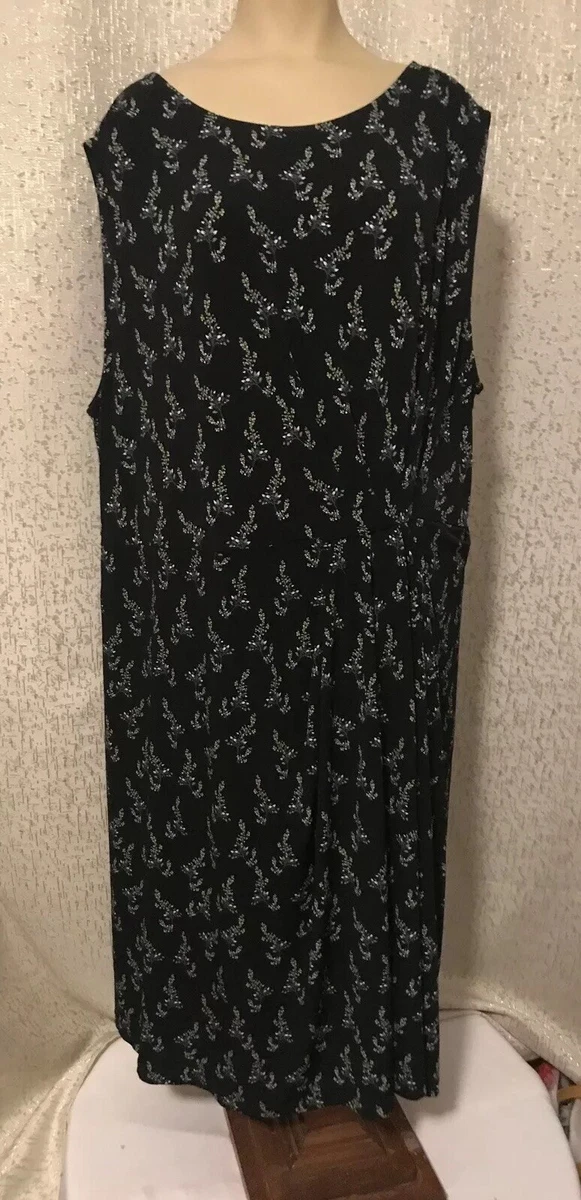Loft Plus Womens Black Sleeveless Dress w floral print NWT 22