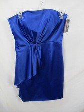 Vince Camuto Womens Dress 4 Blue Cocktail Strapless Zips Short Polyester New 